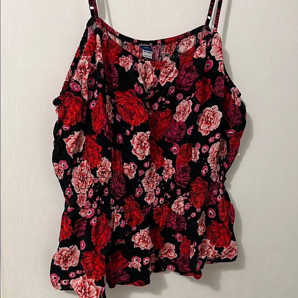 Old Navy Red and Pink Ruffled Camisole